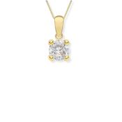 9ct Gold White 5mm CZ April Birthstone Necklace