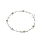 S/S Cz &amp; Emerald Tennis Style Bracelet