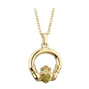Gold Plated Connemara Marble Claddagh Pendant