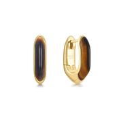 Gold Tiger Eye Huggie Hoop Earrings image