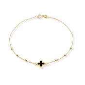 Black Onyx Clover DC Ball Bracelet