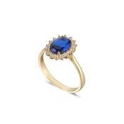 9ct Gold Sapphire CZ Halo Ring