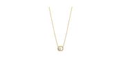 9ct Gold CZ Rectangle Pearl Centre Necklace