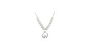 Rhodium Plated Pearl Claddagh Necklet