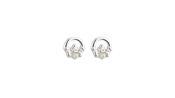 Rhodium Plated Pearl Claddagh Earrings