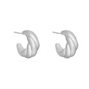 Sterling Silver Ribbed Bombayed Hoop Earrings