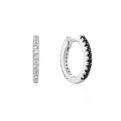 Silver Black and White Cubic Ziconia Huggies image