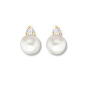 9ct Gold CZ Pearl Drop Earrings