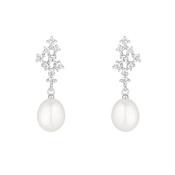 Silver Sparkle Cluster with Drop Pearl