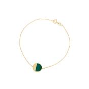 9ct Gold Malachite Round Disc Bracelet