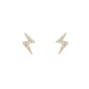 Gold CZ Lightning Bolt Stud Earrings image