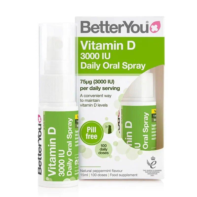 Better You D3000 Vitamin D Oral Spray 15ml - Natural Peppermint Flavor