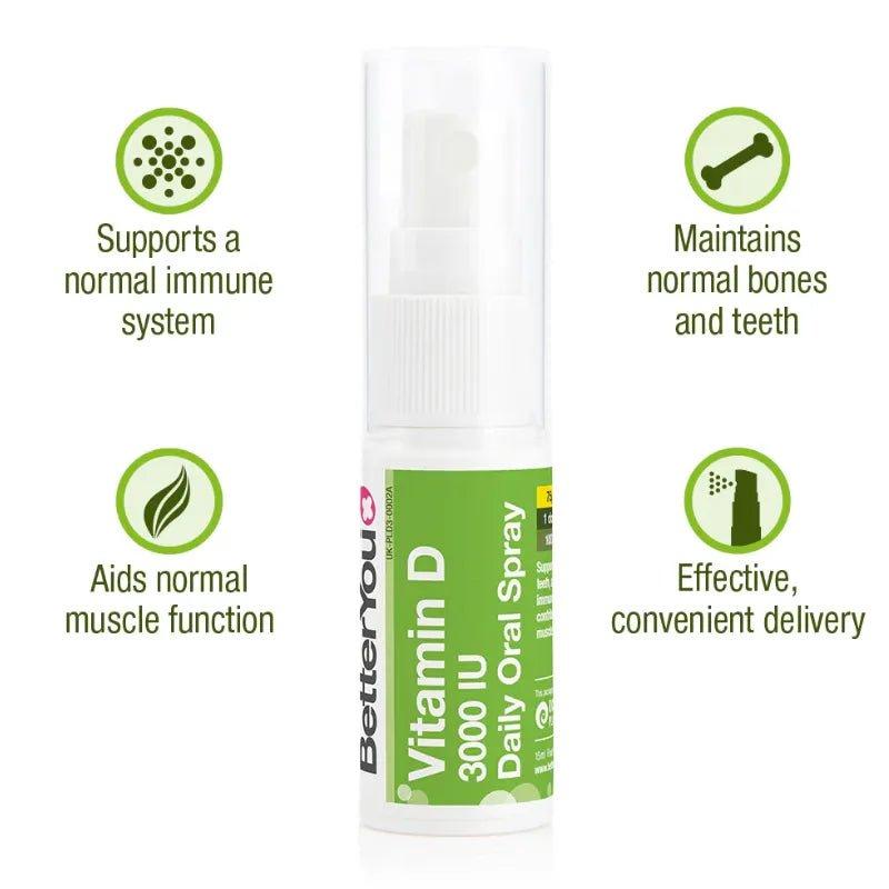 Better You D3000 Vitamin D Oral Spray 15ml - Natural Peppermint Flavor