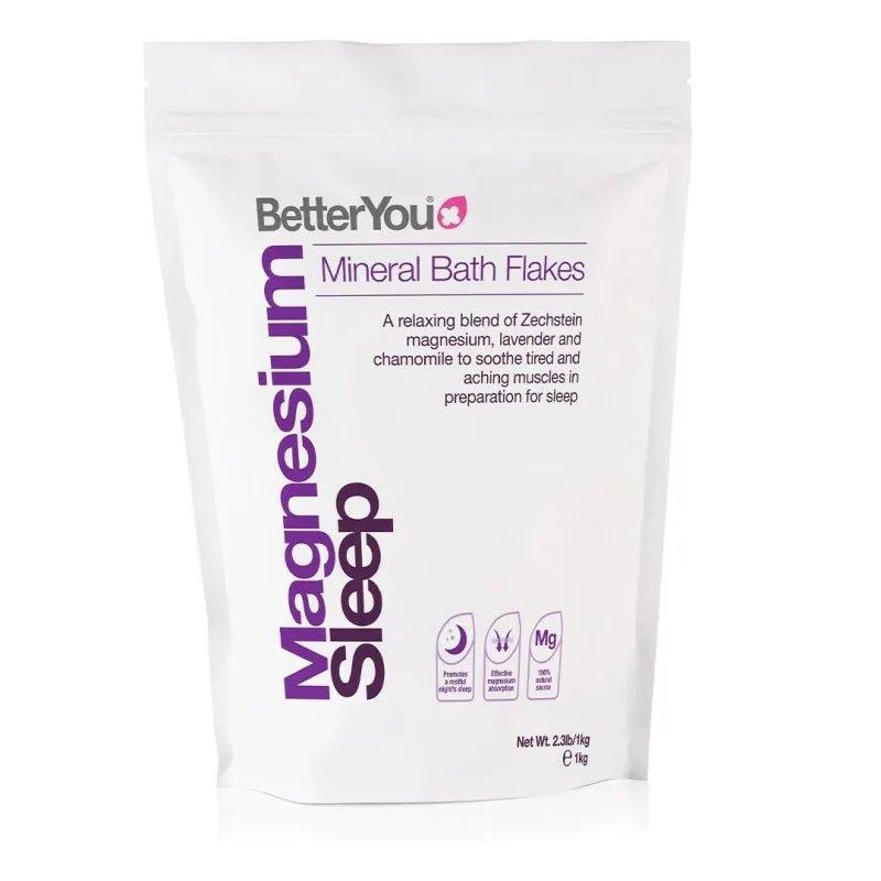 BetterYou Magnesium Sleep Flakes 1kg - Mineral Bath Flakes for restful sleep with lavender and chamomile