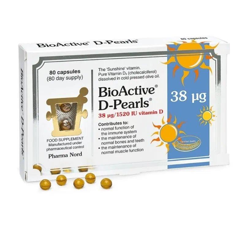 BioActive D-Pearls 38mcg Vitamin D Supplement 80 Capsules Pharma Nord