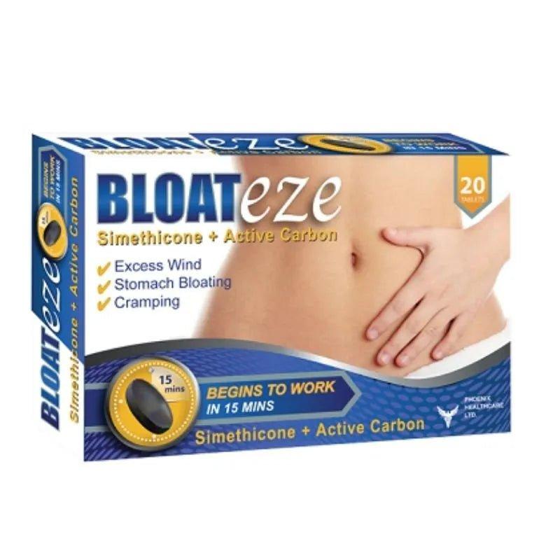 Bloateze 20 Tablets - Relieves Bloating, Excess Wind, Stomach Bloating, Cramping in 15 mins - Simethicone + Active Carbon