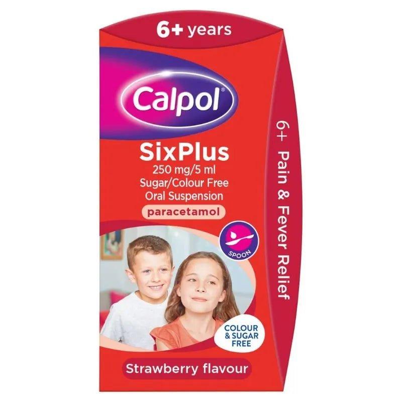 Calpol SixPlus 6+ years Strawberry Flavor Oral Suspension 60ml Paracetamol Sugar Free Pain & Fever Relief