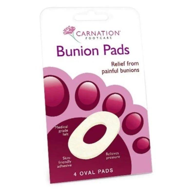 Carnation Bunion Pads 4 Pack - Relief from Painful Bunions - Felt, Skin-friendly adhesive, Medical grade felt, Relieves pressure