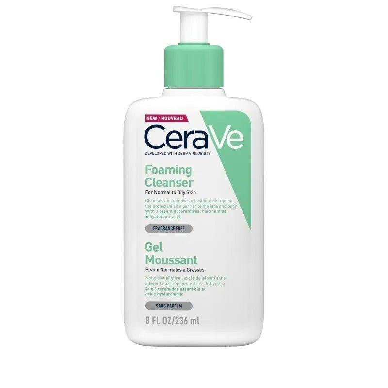 CeraVe Foaming Cleanser for Normal to Oily Skin, 236ml, Fragrance Free, With 3 essential ceramides, niacinamide, & hyaluronic acid