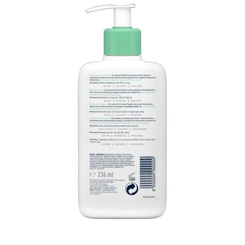 CeraVe Foaming Cleanser for Normal to Oily Skin, 236ml, Fragrance Free, With 3 essential ceramides, niacinamide, & hyaluronic acid
