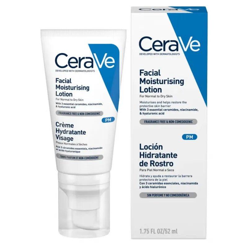 CeraVe Facial Moisturising Lotion for Normal to Dry Skin 52ml with Ceramides, Niacinamide, Hyaluronic Acid, Fragrance-Free, Non-Comedogenic