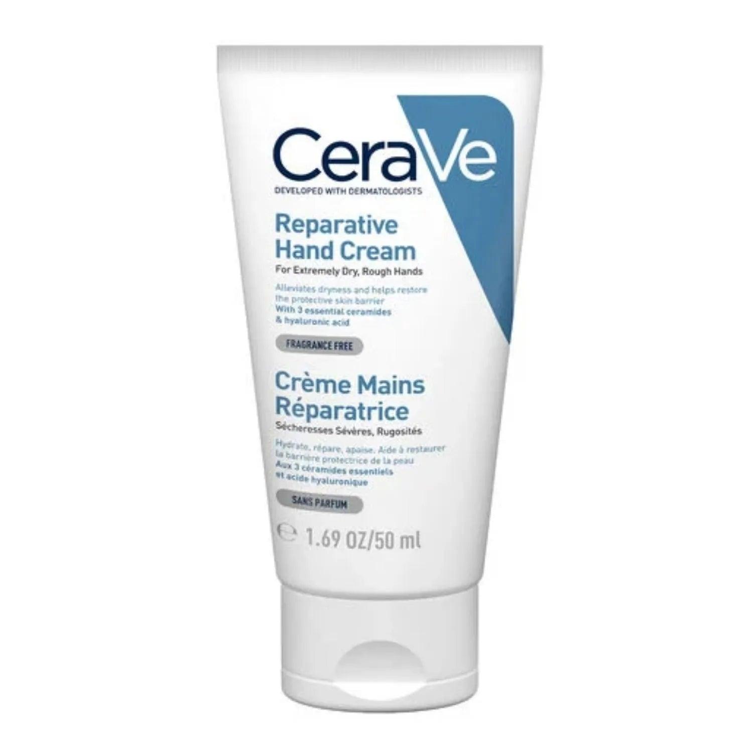 CeraVe Reparative Hand Cream 50ml For Extremely Dry, Rough Hands, Fragrance Free, With 3 essential ceramides, Hyaluronic acid