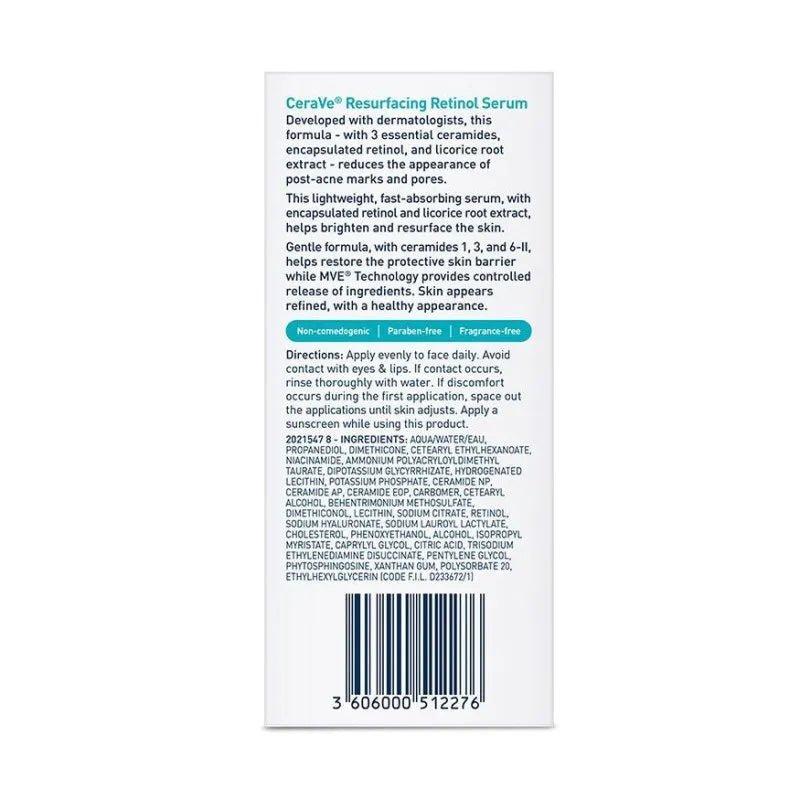 CeraVe Retinol Serum 30ml - Reduces Post-Acne Marks & Pores, Restores Skin Barrier