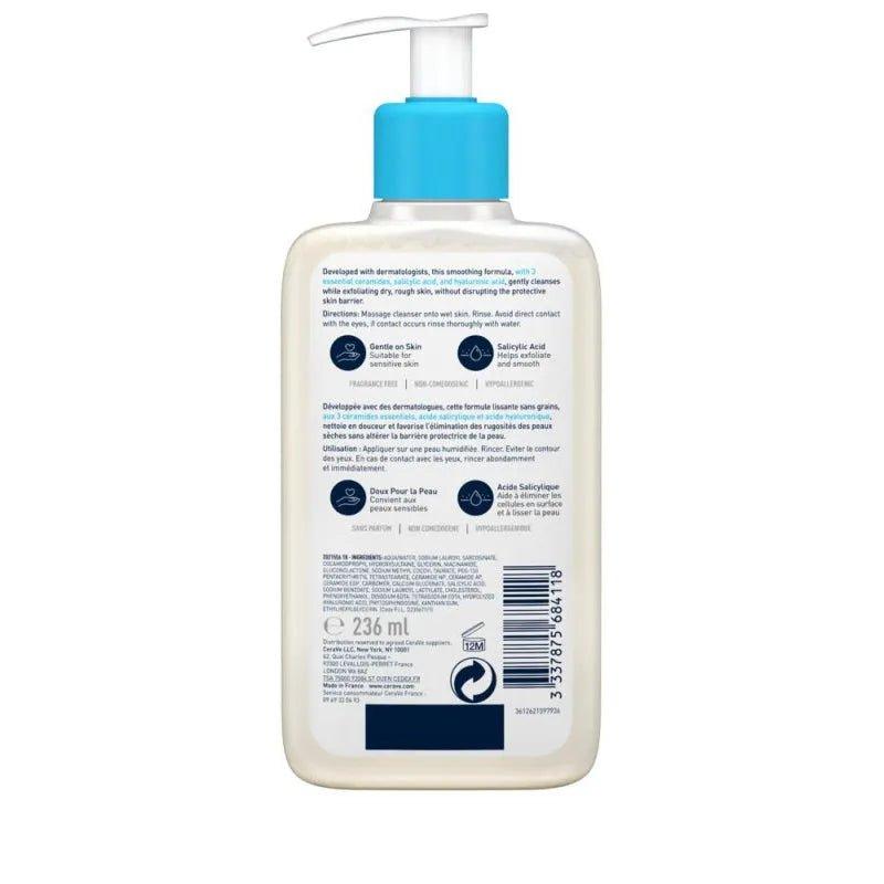 CeraVe SA Smoothing Cleanser 473ml for Dry, Rough, Bumpy Skin - Exfoliating, Fragrance Free with Salicylic Acid, Hyaluronic Acid, Ceramides