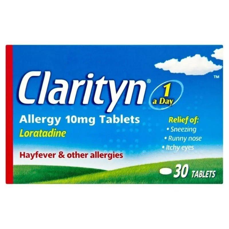 Clarityn 10mg Tablets 30 Pack Loratadine Hayfever & other allergies 24 Hour Fast Non-Drowsy Relief of Sneezing Runny nose Itchy eyes