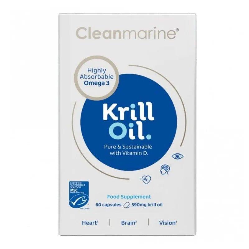 Cleanmarine Krill Oil 60 Capsules | Highly Absorbable Omega-3 | Heart, Brain, Vision & Immunity Support | Pure & Sustainable with Vitamin D | EPA & DHA