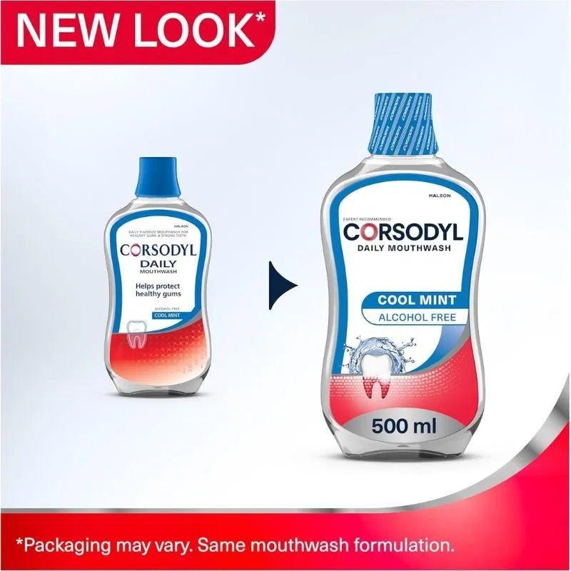 Corsodyl Daily Mouthwash Cool Mint 500ml Alcohol Free for Healthy Gums
