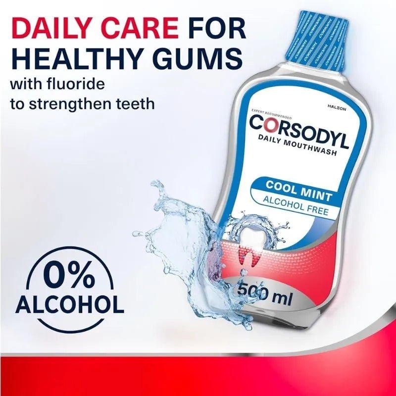 Corsodyl Daily Mouthwash Cool Mint 500ml Alcohol Free for Healthy Gums