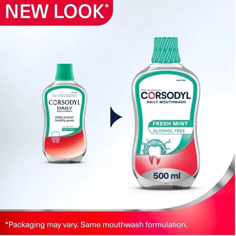 Corsodyl Daily Fresh Mint Mouthwash Alcohol Free 500 ml