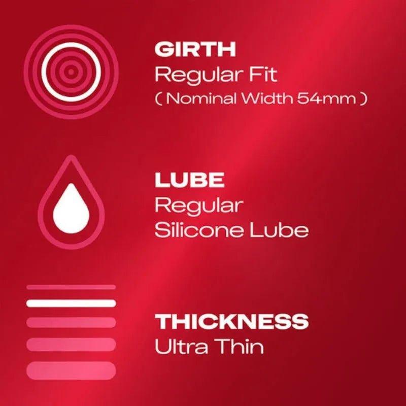 Durex Thin Feel Condoms 12 Pack, Lubricated, Easy-On