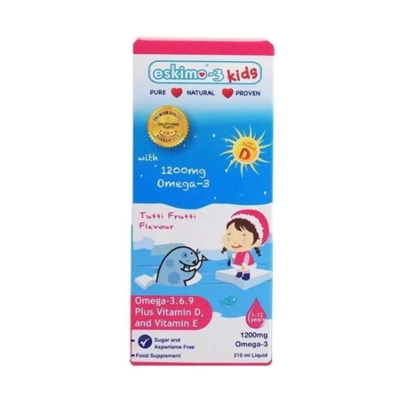 Eskimo-3 Kids Omega-3,6,9 + Vitamin D & E Tutti Frutti Flavor 210ml - 1-12 Years