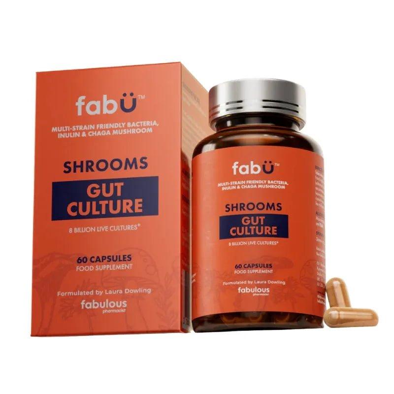 FabU Gut Culture 60 Capsules - Multi-strain Bacteria, Inulin & Chaga Mushrooms - 8 Billion Live Cultures