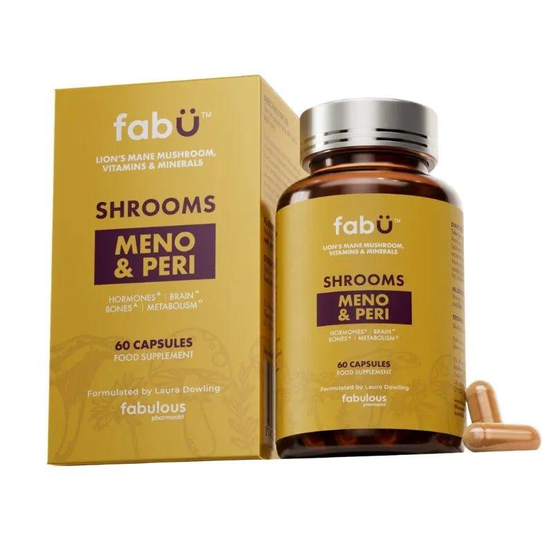 fabü SHROOMS Meno & Peri Capsules - 60 Capsules, Vitamins & Minerals with Lion's Mane Mushroom for Menopause & Perimenopause Support