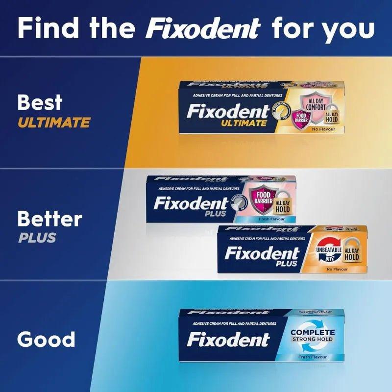 Fixodent Plus Food Barrier Denture Adhesive Cream 40g, Strong Hold, No Flavour