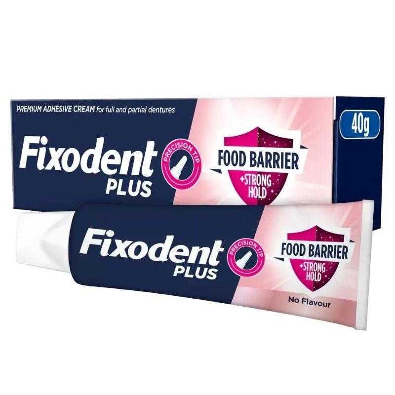 Fixodent Plus Food Barrier Denture Adhesive Cream 40g, Strong Hold, No Flavour