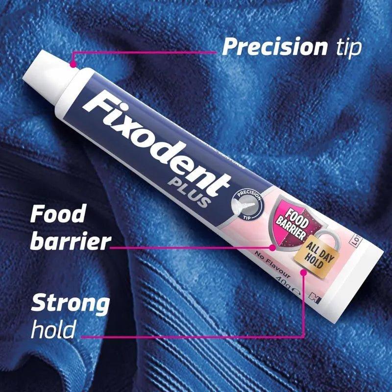 Fixodent Plus Food Barrier Denture Adhesive Cream 40g, Strong Hold, No Flavour