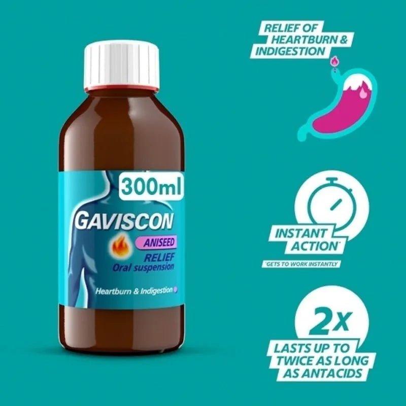 Gaviscon Aniseed Relief Oral suspension for Heartburn & Indigestion - 300ml