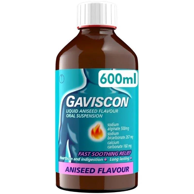 Gaviscon Liquid Aniseed Flavor 600ml - Fast Soothing Relief for Heartburn and Indigestion
