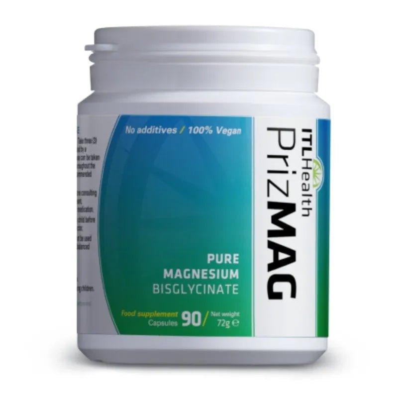PrizMag Magnesium Bisglycinate 90 Capsules - Promotes Restful Sleep, Vegan