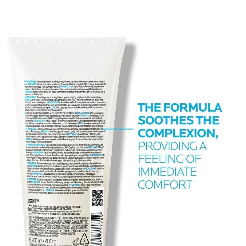 La Roche-Posay Effaclar H Iso-Biome Cleanser 200ml for Sensitive, Oily & Acne-Prone Skin. Image Features: Soothing Cleansing Cream, Anti-Imperfections, Hydrating