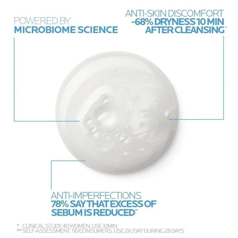 La Roche-Posay Effaclar H Iso-Biome Cleanser 200ml for Sensitive, Oily & Acne-Prone Skin. Image Features: Soothing Cleansing Cream, Anti-Imperfections, Hydrating