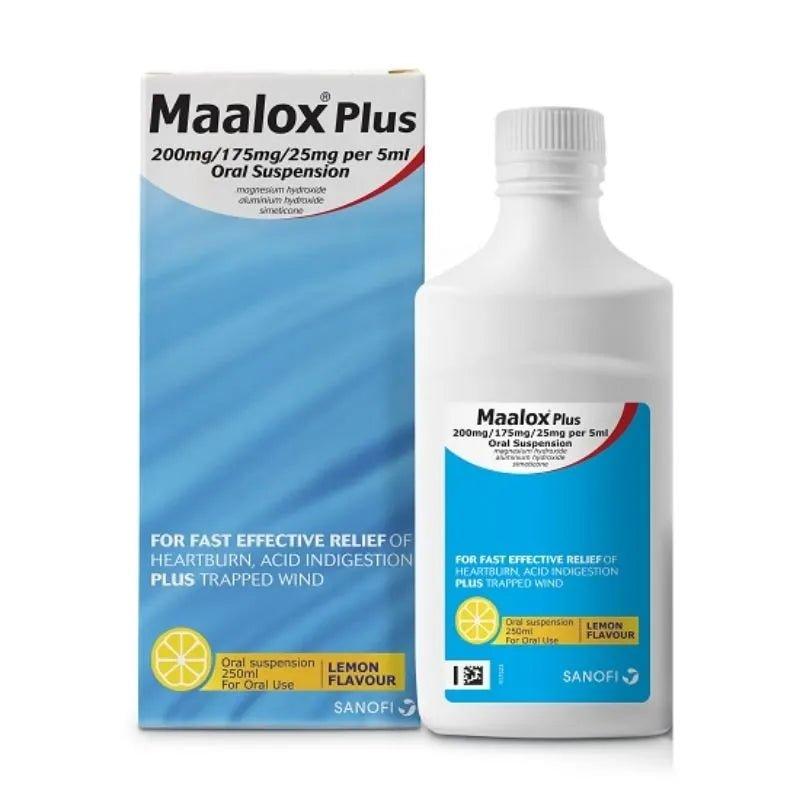 Maalox Plus Oral Suspension Lemon Flavor for Heartburn, Acid Indigestion & Trapped Wind Relief