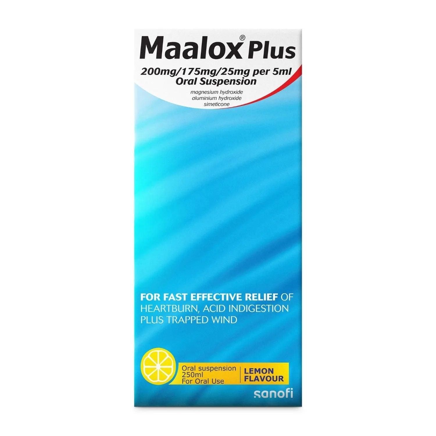 Maalox Plus Oral Suspension Lemon Flavor for Heartburn, Acid Indigestion & Trapped Wind Relief