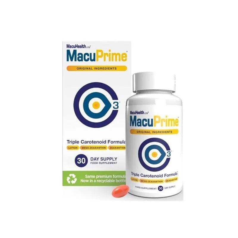 MacuPrime Eye Health Supplement - Triple Carotenoid Formula with Lutein, Meso-Zeaxanthin, Zeaxanthin - 30 Capsules