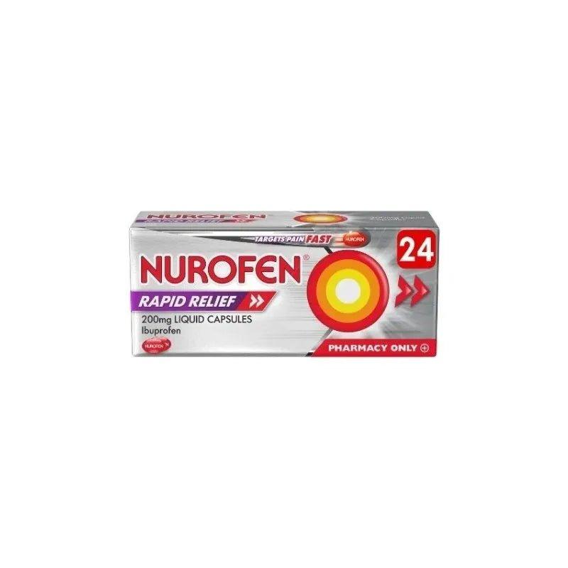 Nurofen Rapid Relief 200mg Liquid Capsules 24 Pack Ibuprofen - Targets Pain Fast