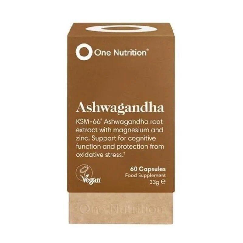 One Nutrition Ashwagandha 60 Capsules | KSM-66 Root Extract | Cognitive Function | Oxidative Stress Protection | Vegan
